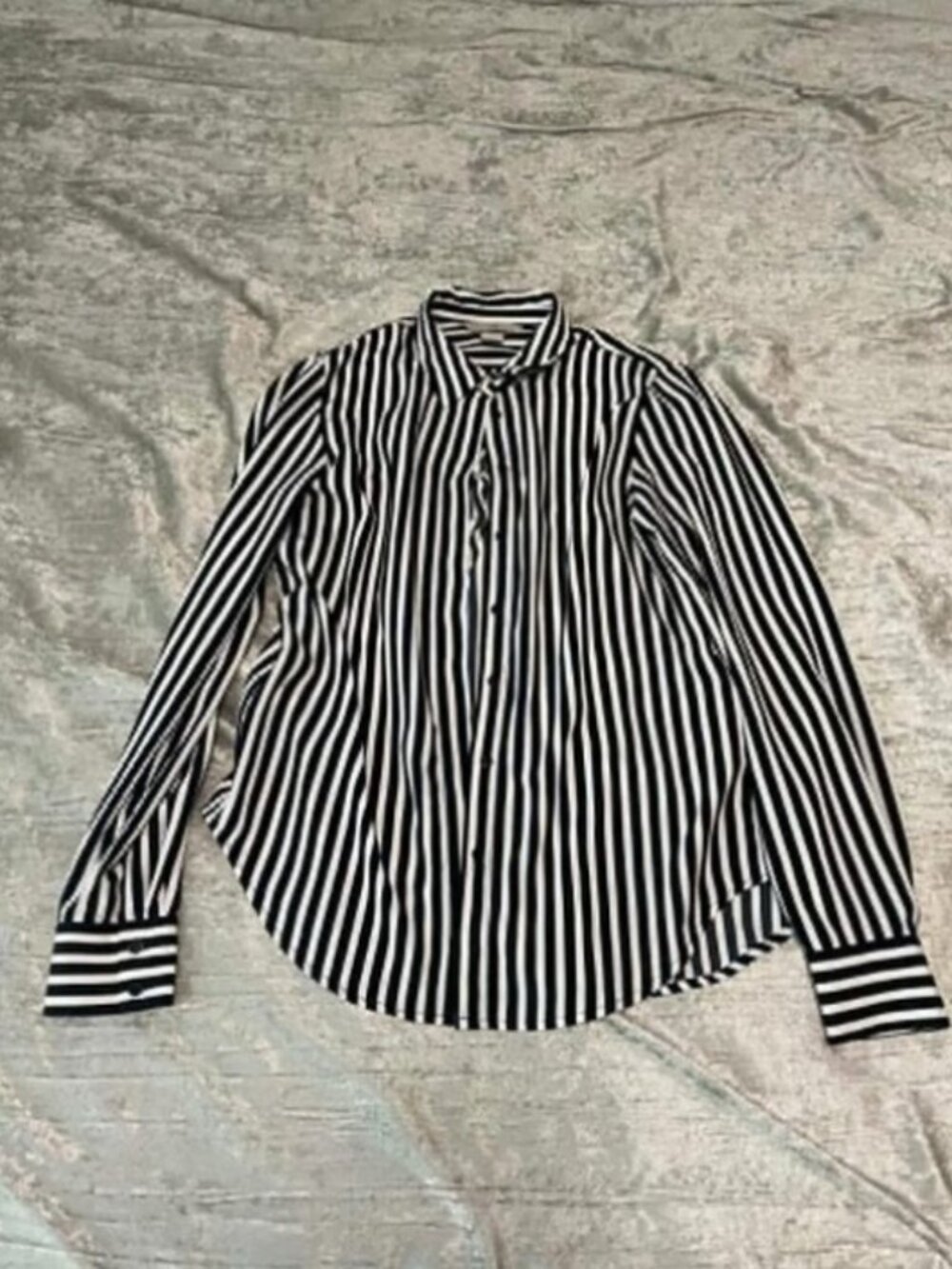 H&M Navy Pinstripe button down work shirt blouse